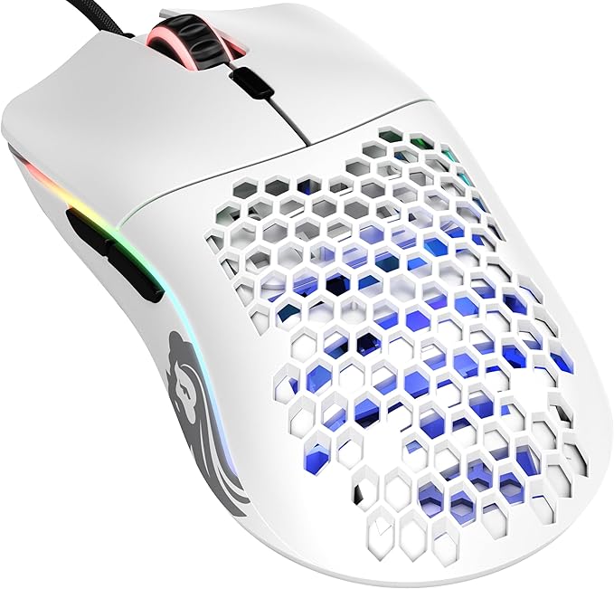 Glorious Model O Wired Gaming Mouse 67g Superlight Honeycomb Design RGB Pixart 3360 Sensor Omron Switches Ambidextrous - Matte White