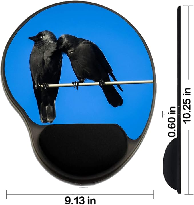 MSD Mousepad Wrist Rest Protected Mouse Pads/Mat with Wrist Support Design for Bird Black Crow Beak Nature Raven Wildlife Wild Feather Animal Rook Dark Cl