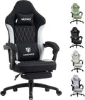 Gaming Chair Fabric with Pocket Spring CustionErgonomic High Back Video Game Chair with Footrest Massage Lumbar Support Comfy Computer Chair for Adults Game Office Black&ampWhite