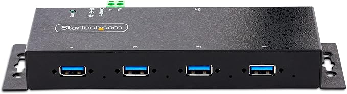 StarTech.com 4-Port Industrial USB 3.0 5Gbps Hub Rugged USB Hub with ESD Protection DIN/Wall/Desk Mountable USB-A Hub USB Expander w/Locking Ports Heavy Duty - TAA