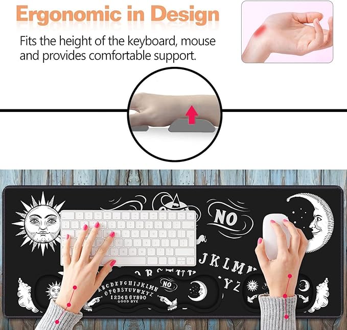 Ergonomic Keyboard Wrist Rest and Mouse Pad Wrist Rest Set Large XXL Gaming Mousepad 31.5x 11.8 Memory Foam Easy Typing Pain Relief Multifunctional Desk Mat for Office &amp Home Ouija Board