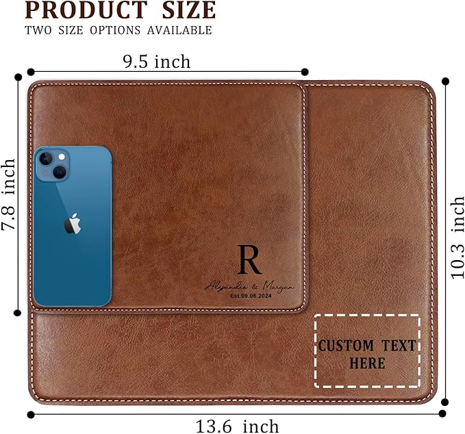Personalized Leather Custom Mouse Pad with Wrist RestCustomized Mouse Pads for Desk for Weddings Anniversaries Birthdaysand Special Occasions (A (Brown-Rectangle))