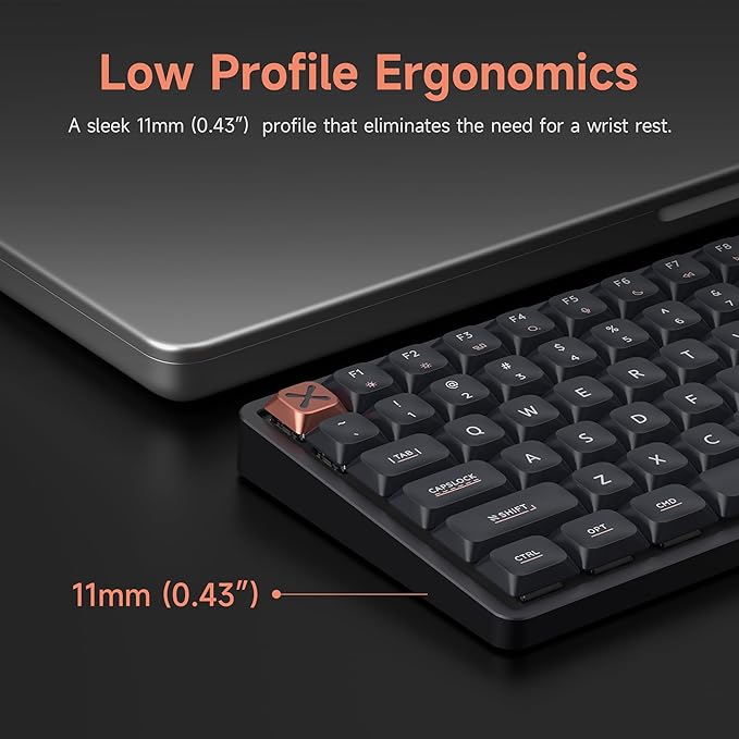 IQUNIX Magi75 Low Profile Wireless Mechanical Keyboard 75% Layout Hot-Swappable RGB Backlit Full Aluminum VIA Customizable Mac/Windows/Linux Tri-Mode