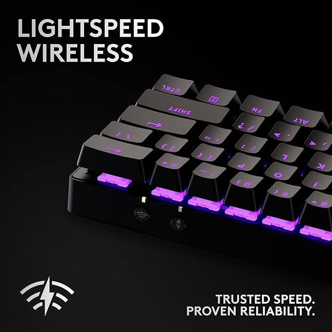 Logitech G PRO X 60 Lightspeed Wireless Gaming Keyboard Ultra Compact TKL 60% Mechanical Keyboard for Windows PC LIGHTSYNC RGB Dual-Shot PBT Keycaps GX Optical Tactile Switches - Black