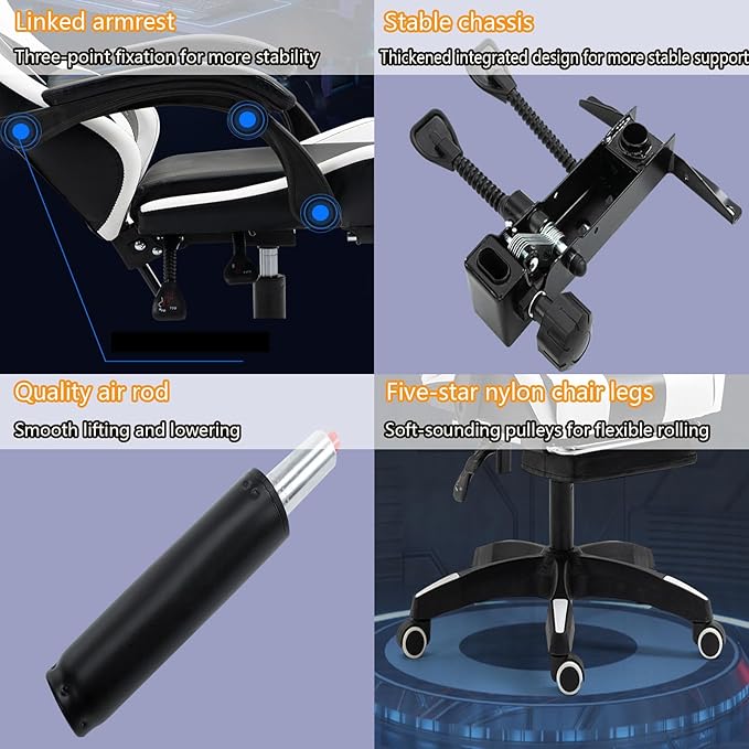 Gaming Chair with Footrest E-Sports Chair Live Broadcast Home Fashionable Reclining Lift Office Computer Dormitory Swivel Chair Ergonomic Racing Game Chair Latex Back Cushion Easy to Install