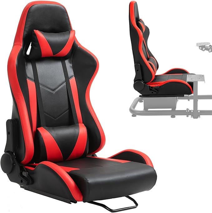 Anman PVC Racing Simulator Cockpit fit for Logitech/Thrustmaster/Fanatec g25 g27g923g27T80T248xT300RSTX| Game Seat with Neck Pillow and Lumbar Includes Standard Seat Double Lock Sliding Module