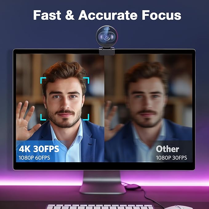 EMEET S600 4K Webcam with Tripod for Streaming - Sony 1/2.55'' Sensor PDAF Autofocus 1080P@60FPS 2 Noise Reduction Mics Built-in Privacy Cover 73° FOV Streaming Webcam for Product/Game/Beauty