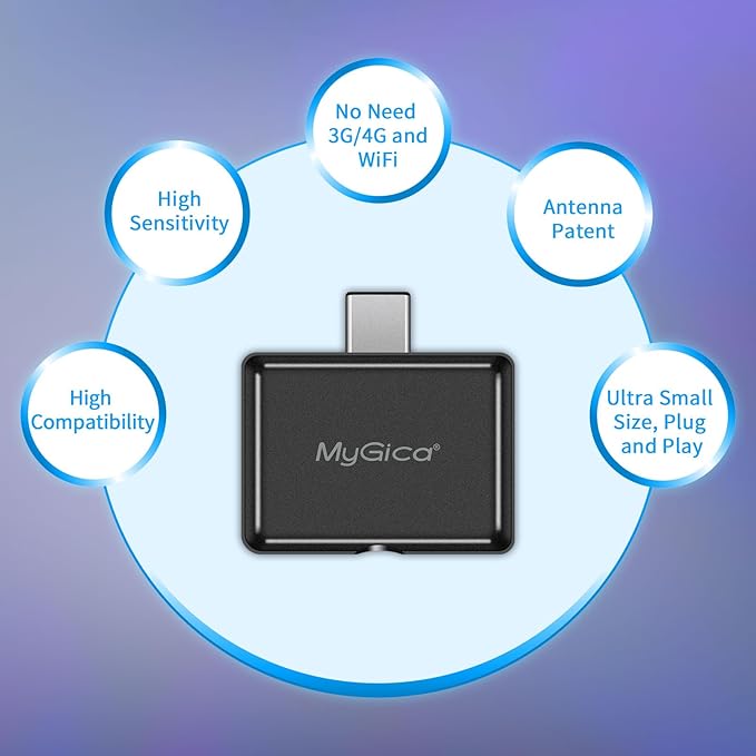 USB Type-C TV Tuner Card Watching Record Digital Live TV Anywhere Freeview HD TV Receiver Recast Wireless HDTV Stick Tuner Adapter USB TV Antenna for Android Phone Tablet No Internet Need