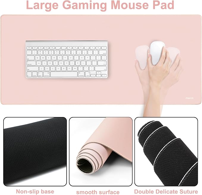 MOSISO Wrist Rest for Keyboard Mouse Pad Set Large Gaming Deskpad&ampCircle Curved Mousepad&ampKeyboard Wrist Rest&ampCoaster Ergonomic Non-Slip Mousepad&ampEasy Typing Pad with Silicone Lining