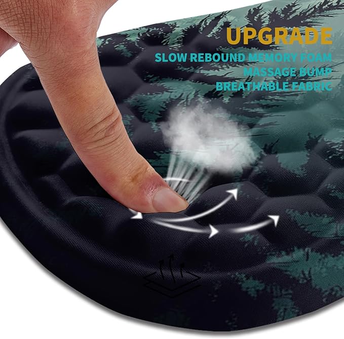 Hokafenle Ergonomic Mouse Pad Wrist Support Wrist Rest Mousepad for Carpal Tunnel Pain Relief with Integrated Memory Foam Slope Massage Bulge (11.8x7.9 inchForest