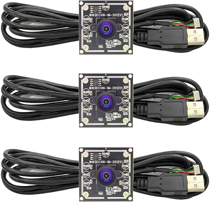3PCS USB Camera Module OV9732 100 Degree Without Deformity 1MP 1280x720 Free Driver Adjustable Focus Camera for Face and License Plate Recognition Drone Aerial Photography Supports Win7/8/10/MAC