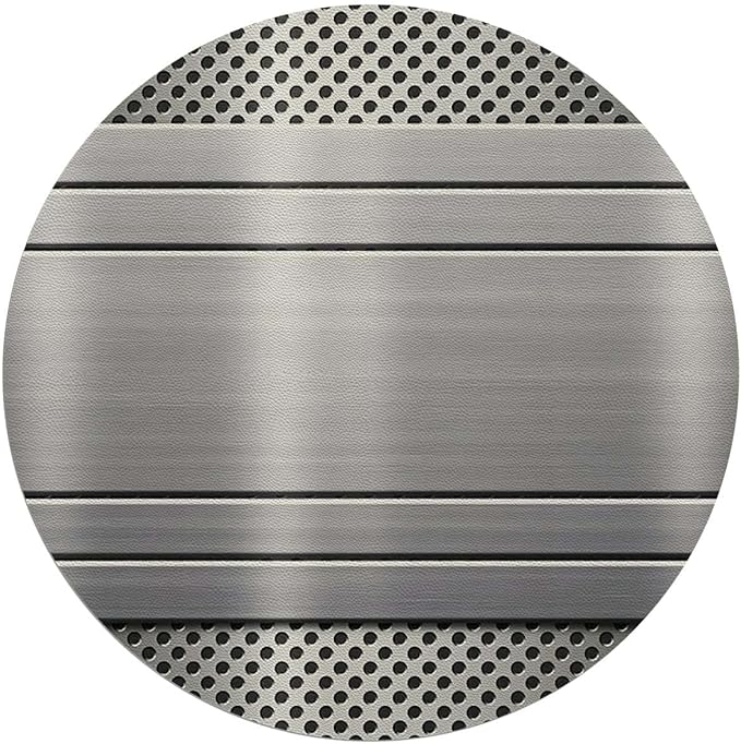 Black Grey PU Leather Office Chair Mat for Hardwood and Tile Floor Grey Technology Structure Floor Mats Wood/Tile Protection Mat for Office &amp Home Modern Style Diameter 59 in