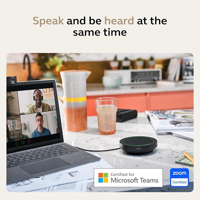 Jabra Speak2 75 (2025 Edition) Wireless Bluetooth Speakerphone - 4 Noise-Cancelling Mics 65mm Speakers - New Linking Feature - USB-C Dongle - Certified for Microsoft Teams - Dark Grey