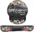 Keyboard Wrist Rest and Mouse Pad Wrist Support Set with Coasters Ergonomic Gaming Mousepad for Home Office Working Studying Easy Typing &amp Pain Relief Floral Quote Bible Verse Psalm 46:5