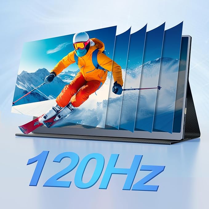 18.5 Inch Portable Monitor for Laptop 1080P FHD 120Hz 125% sRGB USB-C HDMI Travel Monitor for Laptop Mac PC Portable Screen with Smart Cover VESA Compatible