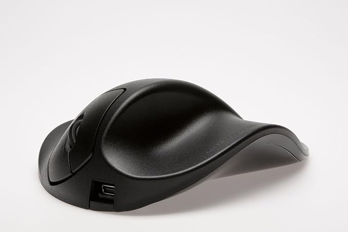Wireless Light Click HandShoe Mouse - Small Black Ergonomic Mouse for Right Hand - Compatible with Mac Windows Linux