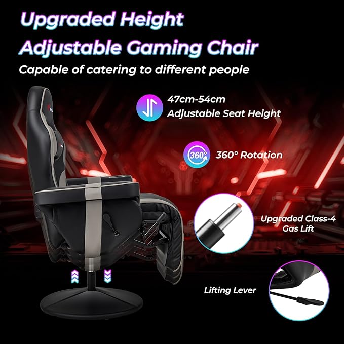 Goplus Gaming Chair Height Adjustable Massage Video Game Chair with Retractable Footrest Cup Holder Headrest Swivel Office Chair Racing Style Swivel Gamer Chair