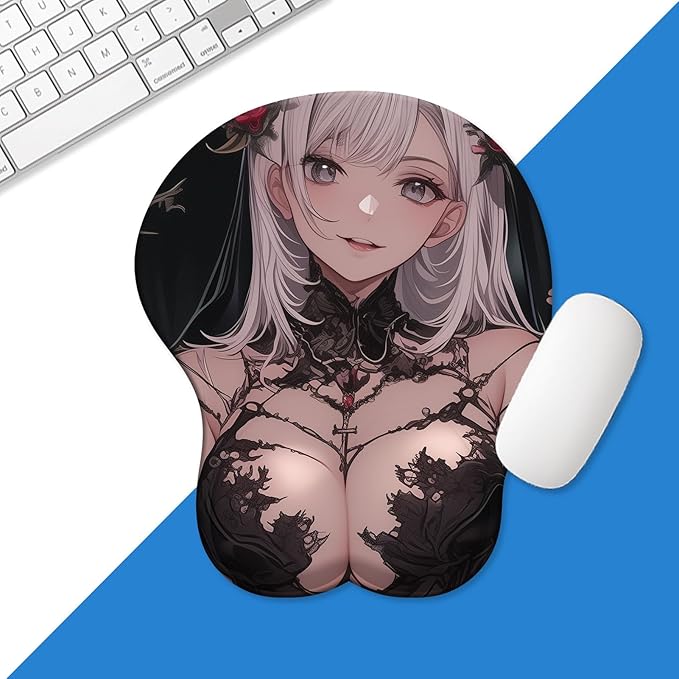 Japanese Style 3D Chest Mouse Pad with Soft Gel Wrist Support Anti-Slip Base for Anime Gaming Mouse Pad Computer Accessroies Silly Gift (Thorn Queen)