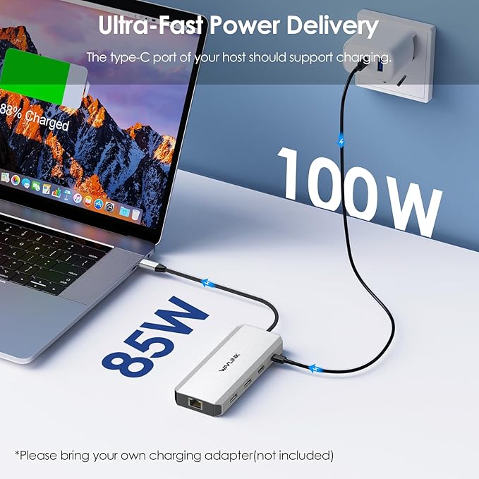 Laptop Docking Station12 in 1 Triple Display USB C Hub for Windows with Dual DP HDMI 100W PD in Gigabit Ethernet USB3.0/2.0 Ports SD/TF Card Reader Mic/Audio for Lenovo HP Dell