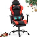 Gaming Chair Video Game Chair with Footrest Massage Computer Chair with PU LeatherLumbar Support for Men Women Home Office Height Adjustale Ernogomic Gaming Chair High Back Red