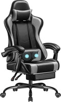 Homall Gaming Chair Video Game Chair with Footrest and Massage Lumbar Support Ergonomic Computer Chair Height Adjustable with Swivel Seat and Headrest (Grey)