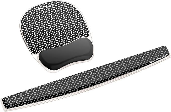 Fellowes Photo Gel Mouse Pad Wrist Rest with MICROBAN - Black Chevron (9549901) (Pack of 4)