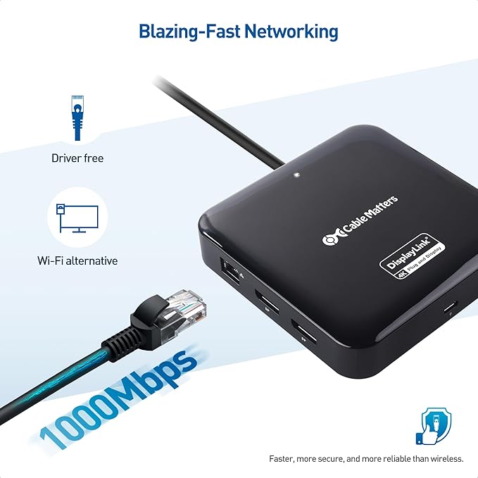 Cable Matters 7-in-1 Dual 4K 60Hz USB C DisplayLink Dock (DisplayLink Docking Station) with 2x DisplayPort Gigabit Ethernet 10Gbps USB SD Reader100W PD for MacBook All M1M2M3M4 Models &amp Win