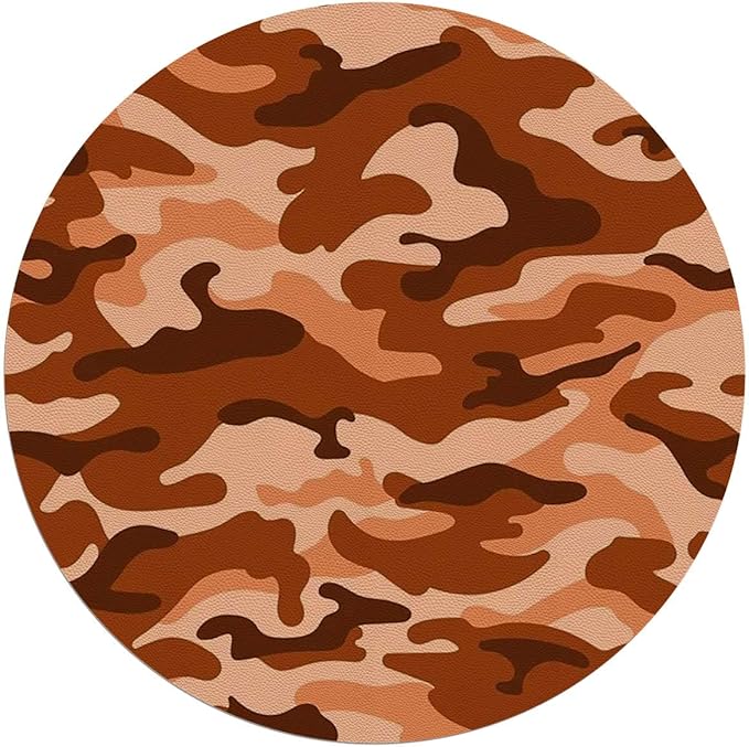 Orange Black PU Leather Desk Chair Mat for Hard Floors Camo Vibrant Camouflage Lattice Computer Gaming Rolling Chair Mat Under Desk Low-Pile Rug Abstract Texture Diameter 39.4 in