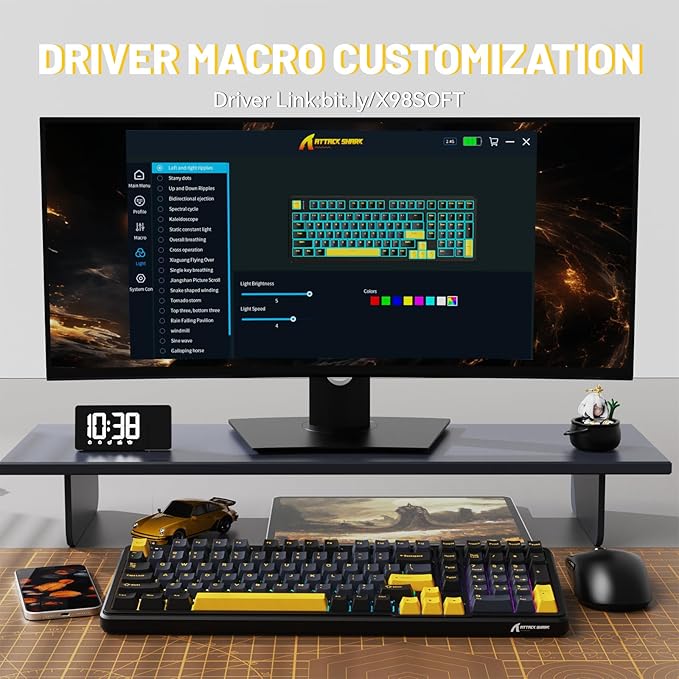 MAMBASNAKE Attack Shark X98 Wireless Mechanical Keyboard with NumpadGasket Mount Hot-Swap Pre-lubed Linear SwitchBT 5.0/2.4G/WiredRGB Backlit Computer Gaming Keyboards for PC/Tablet/PS5/Xbox-Black