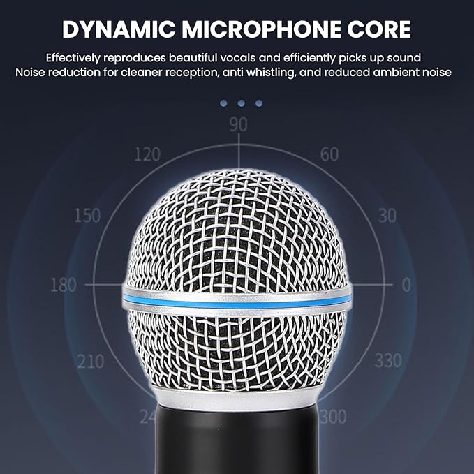 4Pcs Wire Less Microphone Set Handheld Microphone Set Cordless VHF Band 164ft Range Wire Less Dynamic Mic for Stage Performance Recording Karaoke