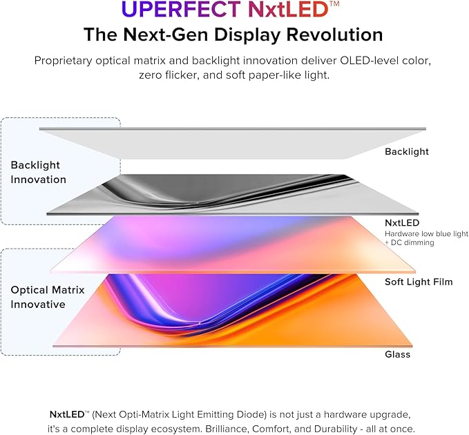 UPERFECT 18.5 Portable Monitor NxtLED™ Eye Care Display 120Hz FHD 1080P 145% sRGB Anti-Glare Matte Screen Flicker-Free Low Blue Light with Stand &amp VESA for Laptop PC Mac Phone &amp Game