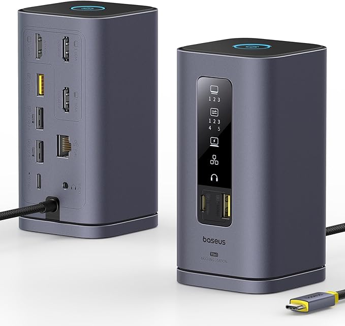 Baseus SpaceMate(MAC) Docking Station USB C Docking Station 3 Monitors with 4K HDMI 10Gbps USB Ports 100W PD Gigabit Ethernet Audio Laptop Docking Station for Mac &amp Win