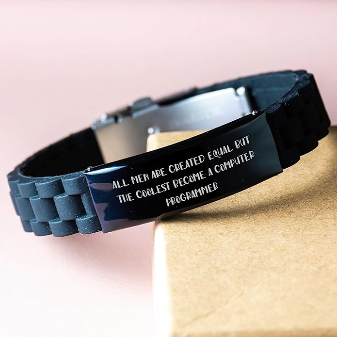 Computer Programmer Glide lock Clasp Bracelet Gifts for Men from Friends and Coworkers Unique Christmas Memorable Presents for Coolest Computer Programmers