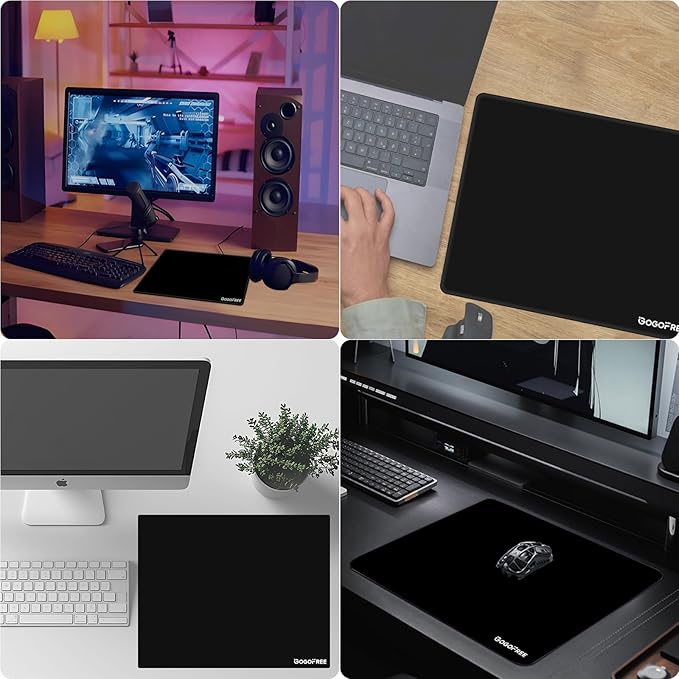 Glass Mousepad with Hard Surface for Gaming Ultra Smooth Mouse Mat Water-Resistant Large Mouse Pad Precision Speed Control for Esport Games/Office Black XL(15.7’’×19.6’’)