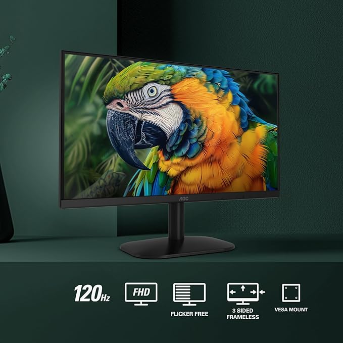 AOC 24B35H3 24 IPS Full HD (1920 x 1080) 120Hz LED Monitor Adaptive Sync VGA &amp HDMI Flicker-Free Low Blue Light HDR Ready VESA Tilt Adjust Eco-Friendly