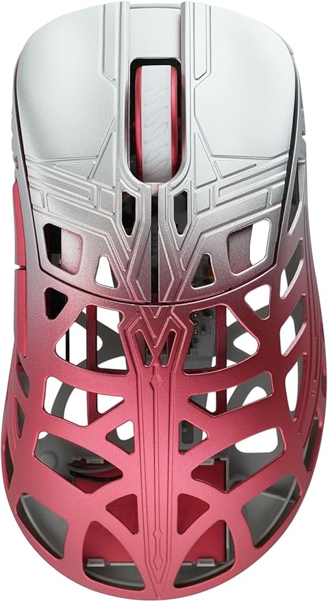 KEEBMONKEY WLMOUSE Sword X Lightweight Magnesium Alloy Wireless Gaming Mouse - 8KHz Polling Rate PAW3950 HS Sensor 50-30000 DPI OM &amp TTC Switches (OM Opticals Silver&ampRed)