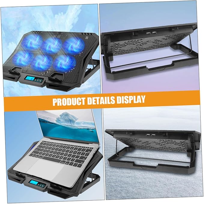 Kisangel Laptop Cooling Pad 15.6 Inch Quiet Fan Stand Adjustable Speed Blue LED Cooler Base for Gaming and Office Laptops USB Powered Cooling Holder for Desktop Use