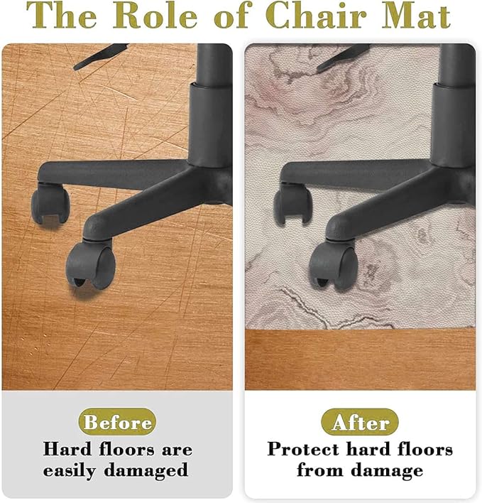 Pink Grey PU Leather Office Chair Mat for Hardwood&ampTitle Floor Marble St Pastel Toned Anti Slip Floor Protector for Home Office Marble Style Diameter 59 in