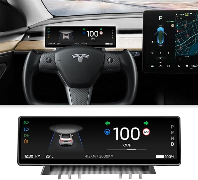Head Up Display for Tesla Model 3 2017-2023 &amp Model Y 2019-20248.8 Touch Screen Instrument Cluster with CarPlay &amp Android Auto Real-Time Vehicle Info Display