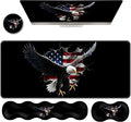 Ergonomic Keyboard Wrist Rest &amp Mouse Pad Wrist Rest SetXL Gaming Desk Mat 31.5x 11.8Non-Slip BaseMemory FoamEasy Typing Pain Relief for Office &amp HomeEagle Breaking American Flag