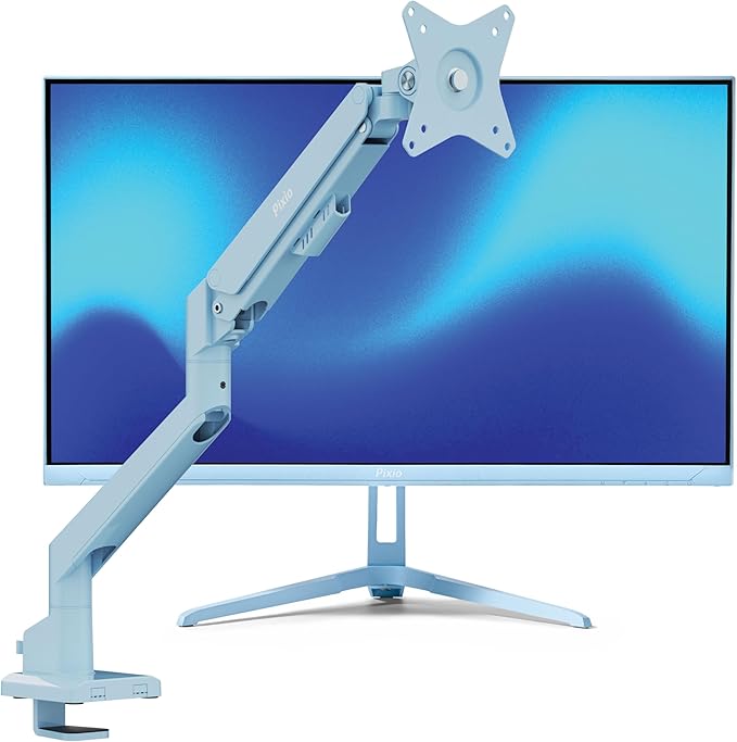 Pixio PX246 Wave Blue 24 inch 120Hz Refresh Rate FHD 1080p Resolution IPS Panel 4ms GTG Response Time Gaming Monitor and PS1S Wave Blue Single Monitor Arm