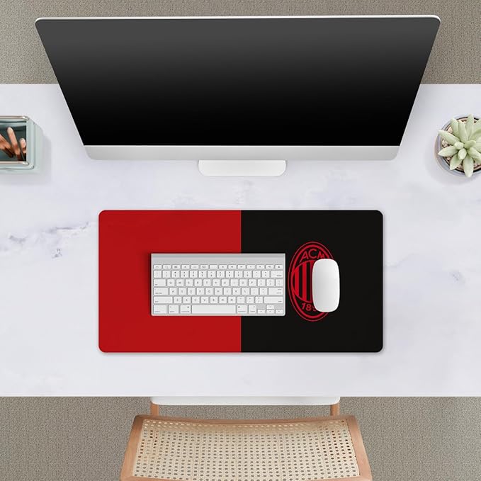 Head Case Designs Officially Licensed AC Milan Red &amp Black Crest Logo 23.62 x 11.81 x 0.12 inches (600 x 300 mm) - L Gaming Office Desk PC Keyboard Mouse Mat Pad