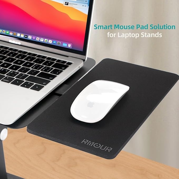 Z1 Adjustable Ergonomic Mouse Clamp with Mouse Pad for Laptop Stand and Desk Fits Up to 2.1'' Thick Surfaces 9.3''x5.7'' Black