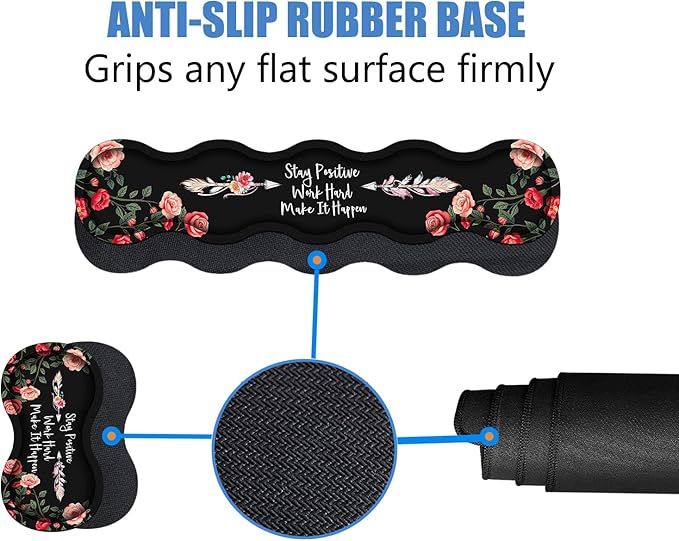 Ergonomic Memory Foam Mouse Pad Wrist Rest SetStay Positive Work Hard and Make It Happen Inspirational Quote Large Desk Pad + Keyboard Wrist Rest + Mouse Wrist Cushion + Coaster for Home Office Study