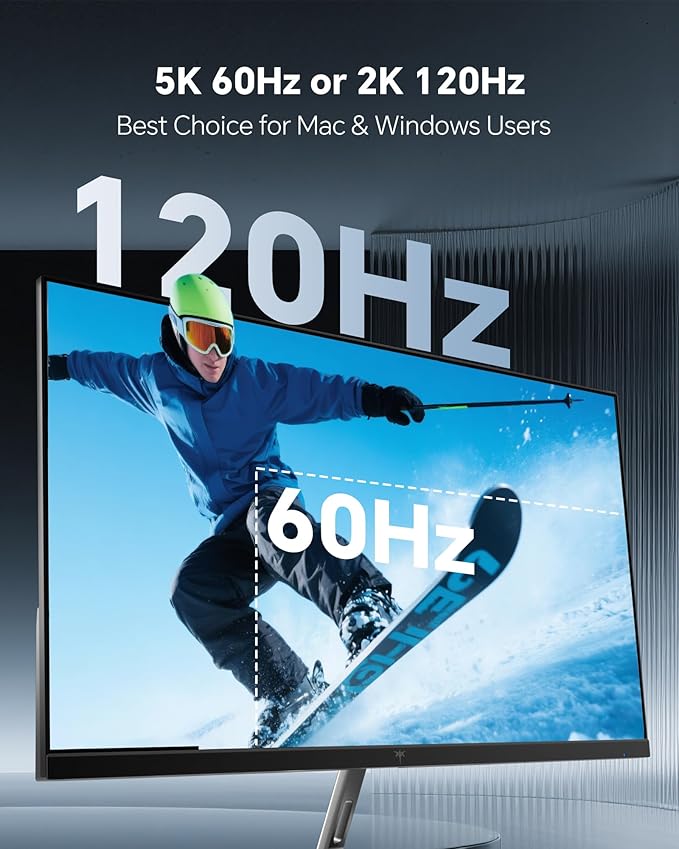 KTC 27 Inch 5K Monitor 5120 x 2880 5K2K Monitor with 65W Type-C Port Dual Mode Computer Monitors Compatible with Mac mini IPS Panel HDR 400 217 PPI 135% sRGB Tilt H27P3 (Renewed)