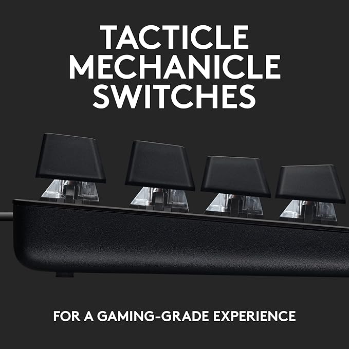 Logitech G413 SE Full-Size Mechanical Gaming Keyboard - Backlit Keyboard with Tactile Mechanical Switches Anti-Ghosting Compatible with Windows macOS - Black Aluminum