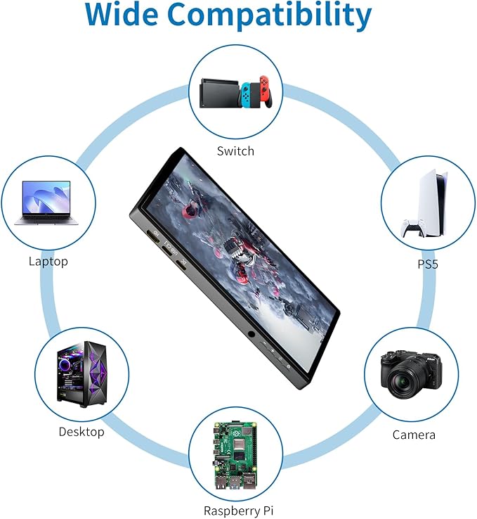 PeakDo 7 inch Portable Touchscreen Mini 1080P 60Hz USB C HDMI Monitor Ultra Thin Lightweight IPS LCD Display Second Screen for Gaming Working PS5 Xbox Laptop PC