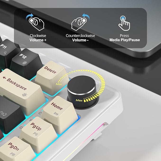 75% Wired Gaming Keyboard Hot Swappable Gasket Mount White Switch 82 Keys TKL Mechanical Keyboard NKRO Creamy for PC Laptop Windows Gamer