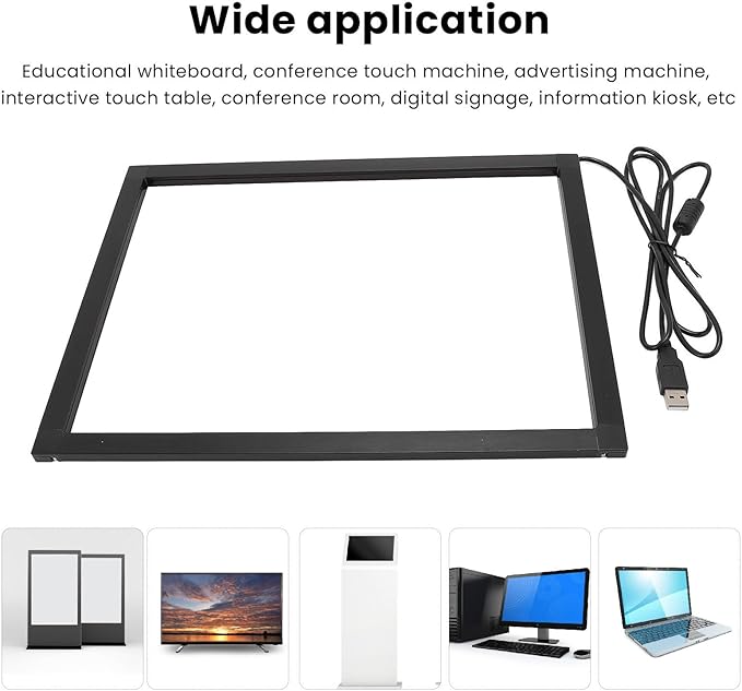 Bewinner Infrared Touch Frame Interactive IR Touch Overlay Panel for Education Digital Signage with USB InterfaceAluminum Alloy Touch Screen Overlay (27 inch)