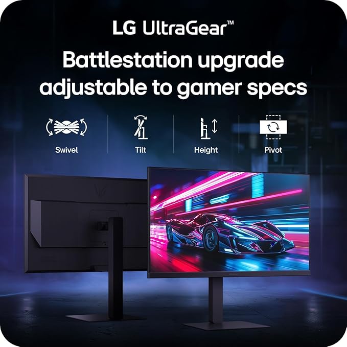 LG 27 inch QHD Monitor | 300Hz -1ms | AMD FreeSync Premium G-SYNC Compatibility | USB-C HDMI 2.1 | Built-in Speaker | Tilt/Height/Pivot Adjustable Stand | W/HDMI
